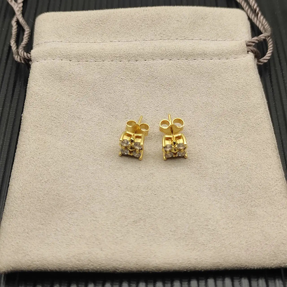 David Yurman small gold and white diamond pyramid earrings